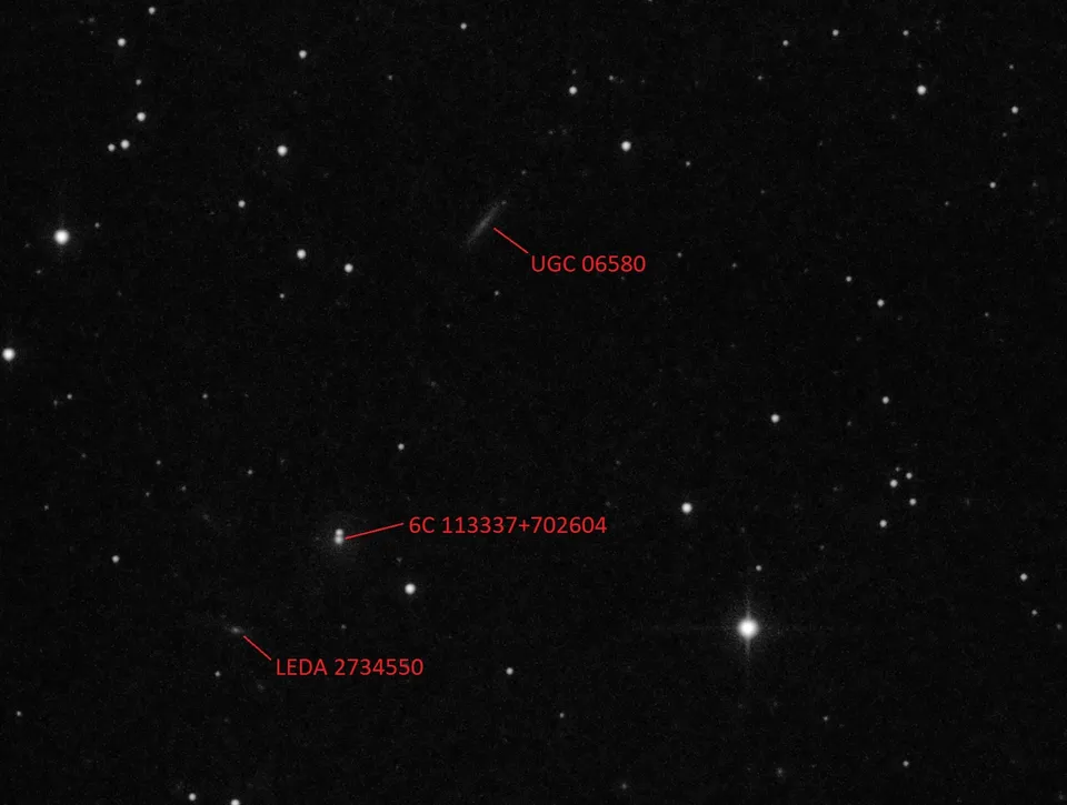 6C 113337+702604 [Annotated]: astrophotograph by Pete Lawrence